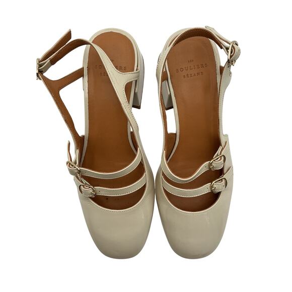 Sézane 'Paula' Beige Leather Babies Size 6 - Picture 3 of 6